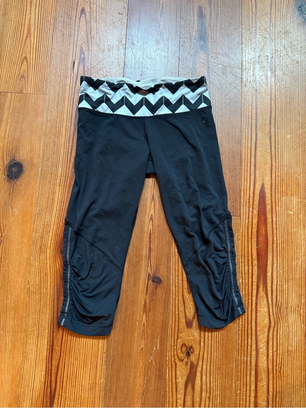 lululemon athletica Black Capri Leggings with Chevron Waistband
